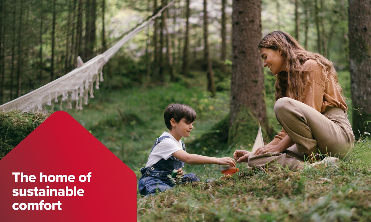 Mother and son in the forest